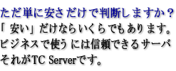 ビジネスで使うには信頼できるサーバ　それがTC Serverです。